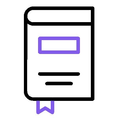 Icon of a book with a bookmark on a pink background, reminiscent of the detailed reports found at top CPA firms in Houston. The cover displays a rectangle and horizontal lines, symbolizing structured text.