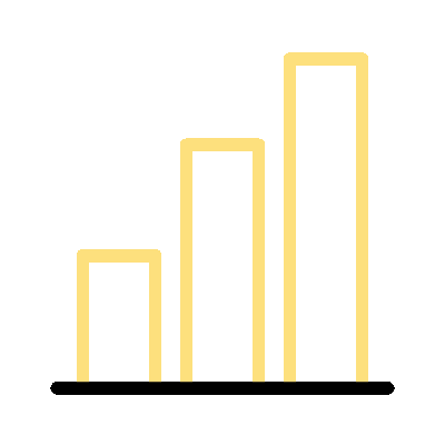 A bar chart with three vertical bars of increasing height from left to right, reminiscent of the growth seen among top CPA firms in Houston. Set against a bright magenta background, the bars are filled with a gradient of yellow and outlined in black.